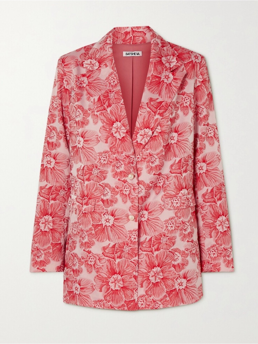 Batsheva Agnes Faux Pearl floral jacquard blazer whimsical luxury